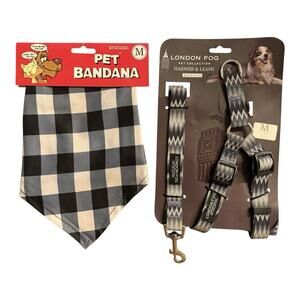 Fashion London Plaid Dog Harness with Matching Leash Size Medium & Pet Bandana